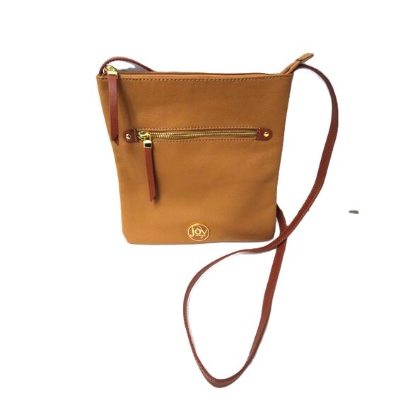 Joy Mangano Tan Crossbody Leather Bag Purse - Picture 1 of 6
